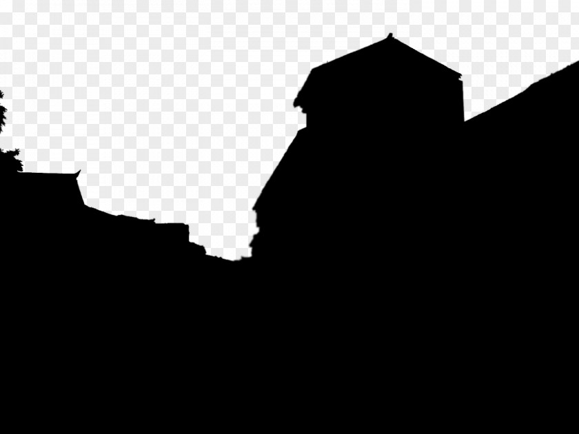 Gufeng Town Silhouette Black And White Shadow PNG