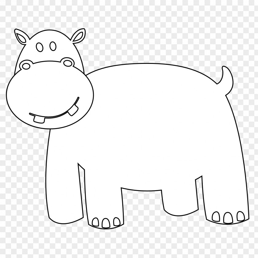 Black And White Drawings Of Animals Hippopotamus Coloring Book Clip Art PNG