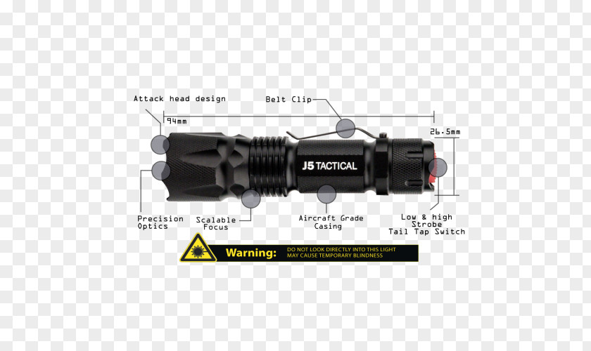 Tactical Light Flashlight J5 V1 Pro Everyday Carry V2 PNG