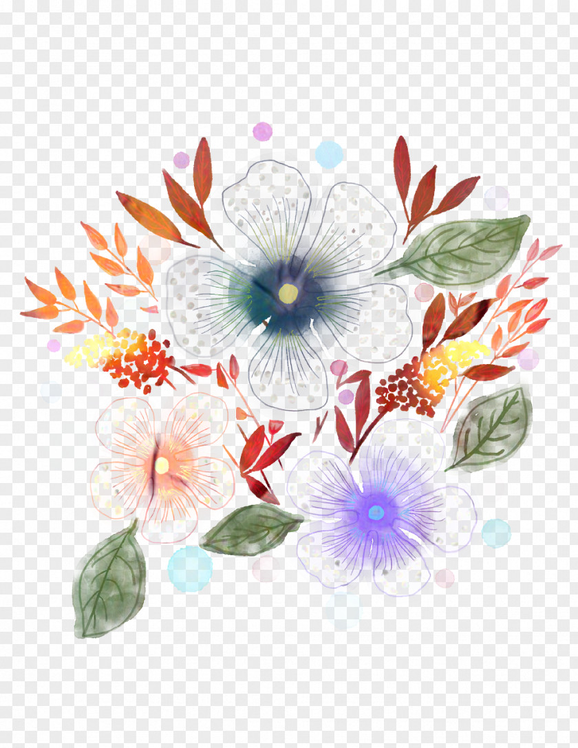 Wildflower Morning Glory Watercolor Floral Background PNG