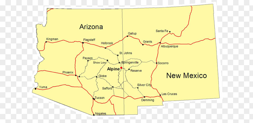 Mountains And River Arizona / New Mexico Map Alpine Flagstaff PNG