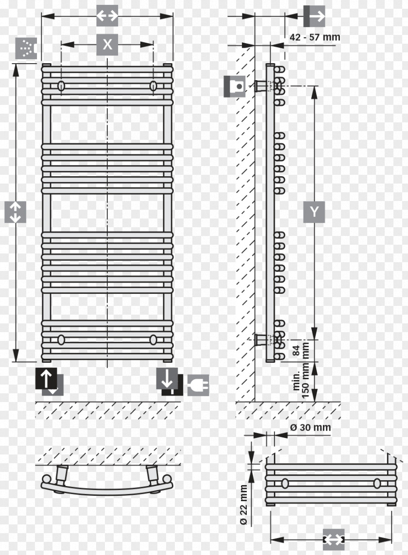 Radiator Bathroom Heating Radiators Heated Towel Rail PNG