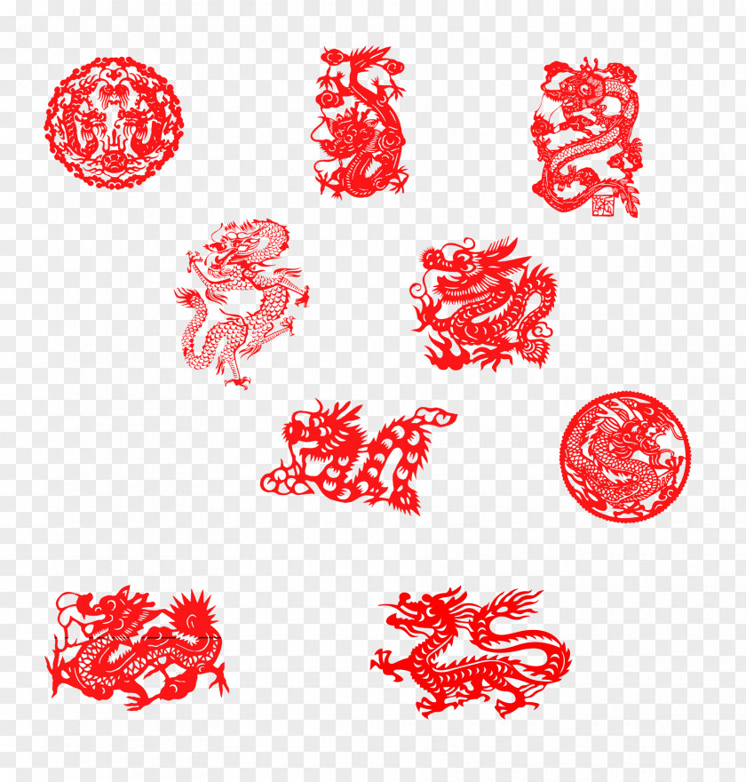 Chinese Paper-cut Dragon Wind China Papercutting Paper Cutting New Year PNG
