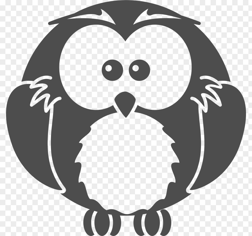 Cute Owl Cartoons Black-and-white Snowy Clip Art PNG
