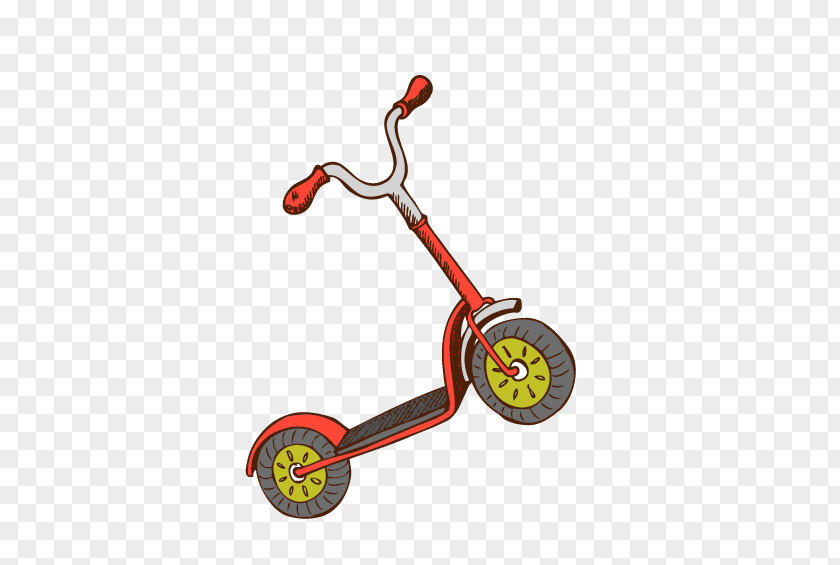 Hand Drawn Scooter Kick Motorcycle Vehicle PNG