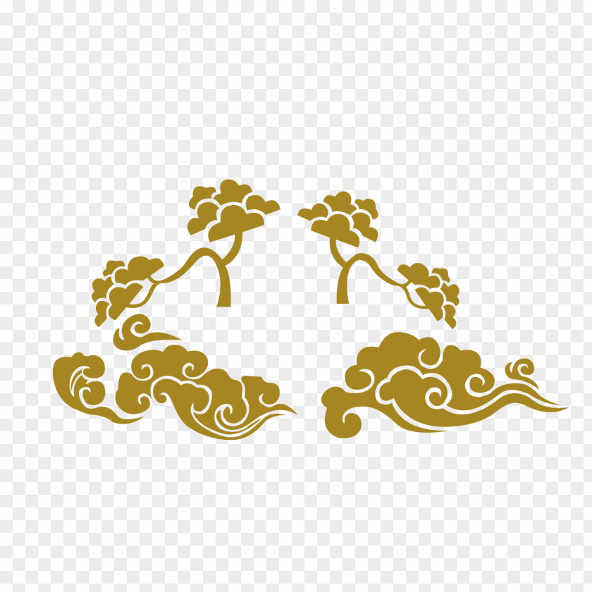 Vector Ink Clouds Tree Chinese Wind PNG