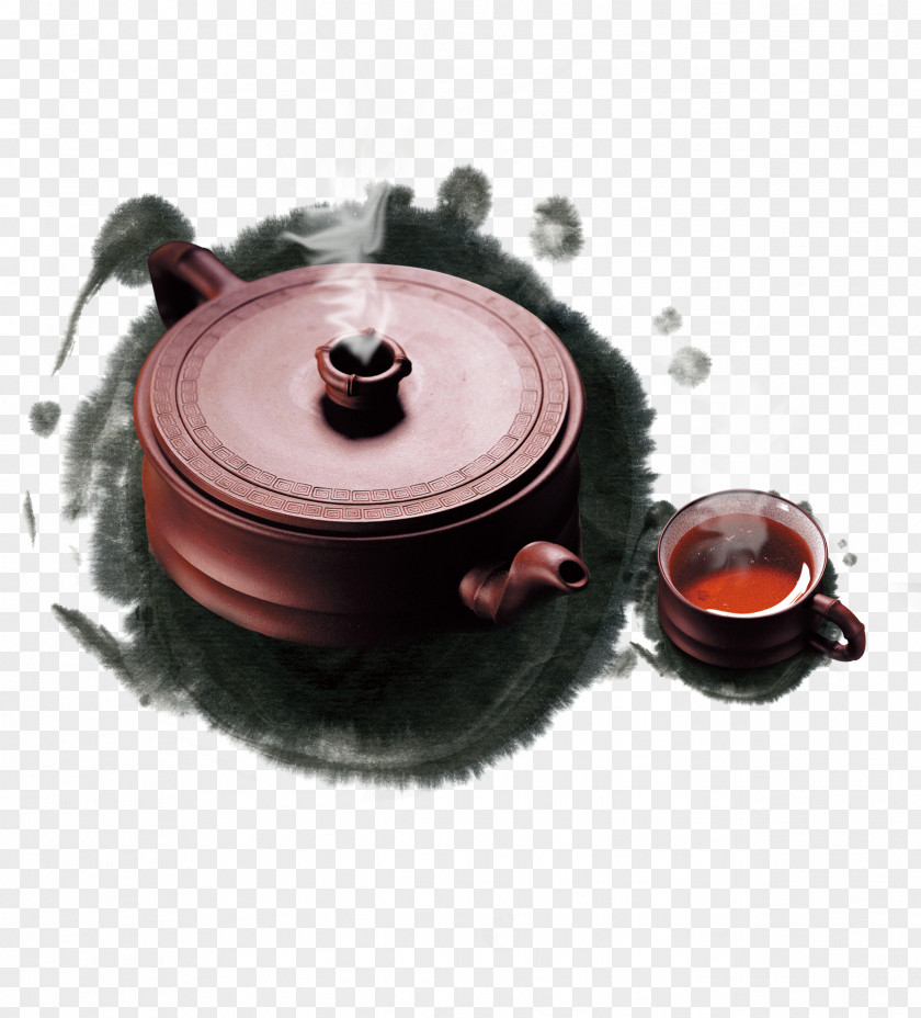 Tea Culture Ink Wash Painting Poster PNG