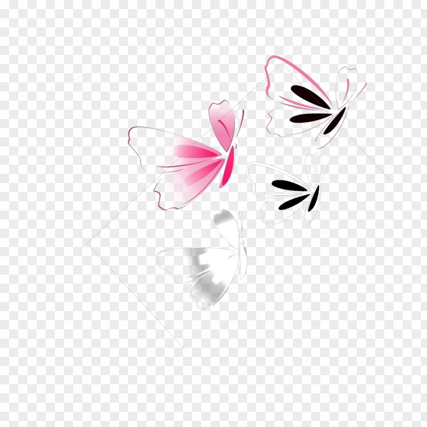 Black And White Flower Butterfly M. Design Illustration Desktop Wallpaper Graphics PNG