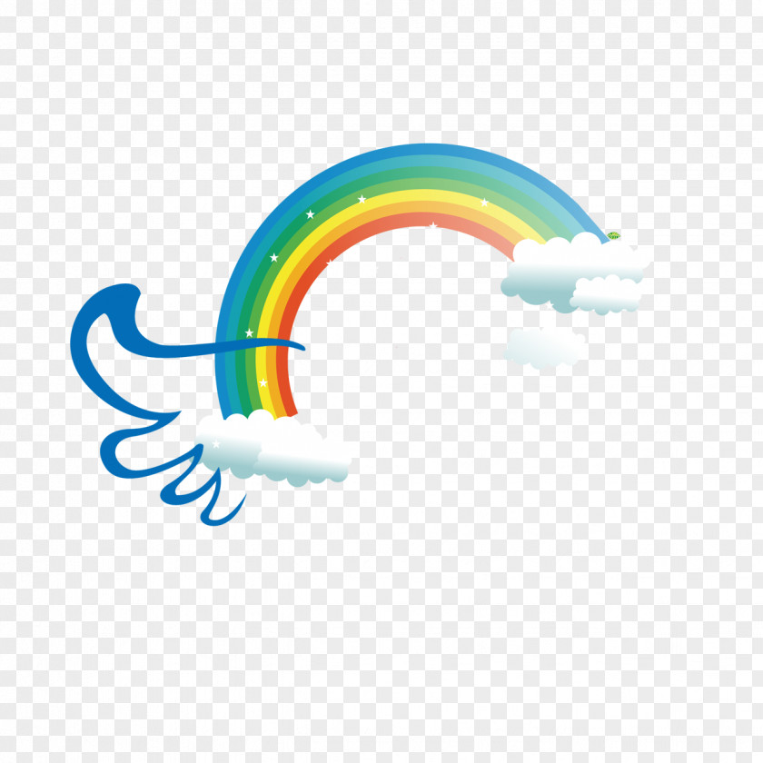 Cartoon Rainbow Clouds Illustration PNG