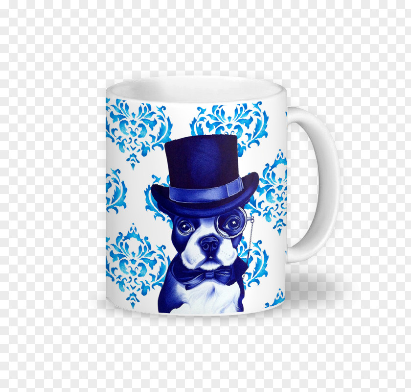 Creative Dog Pattern Decoration Design Coffee Cup Goggles Cobalt Blue Mug PNG