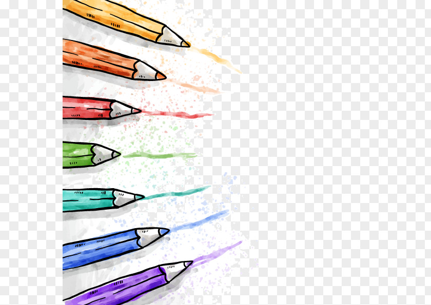 Vector Hand-drawn Color Pencil Colored Drawing Watercolor Painting PNG