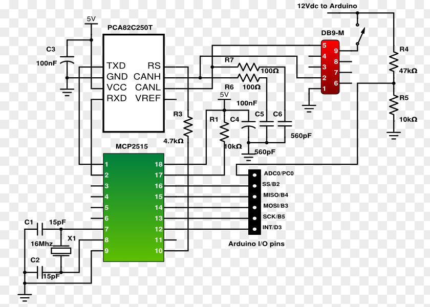 Network Interface Controller Arduino CAN Bus Schematic I²C PNG