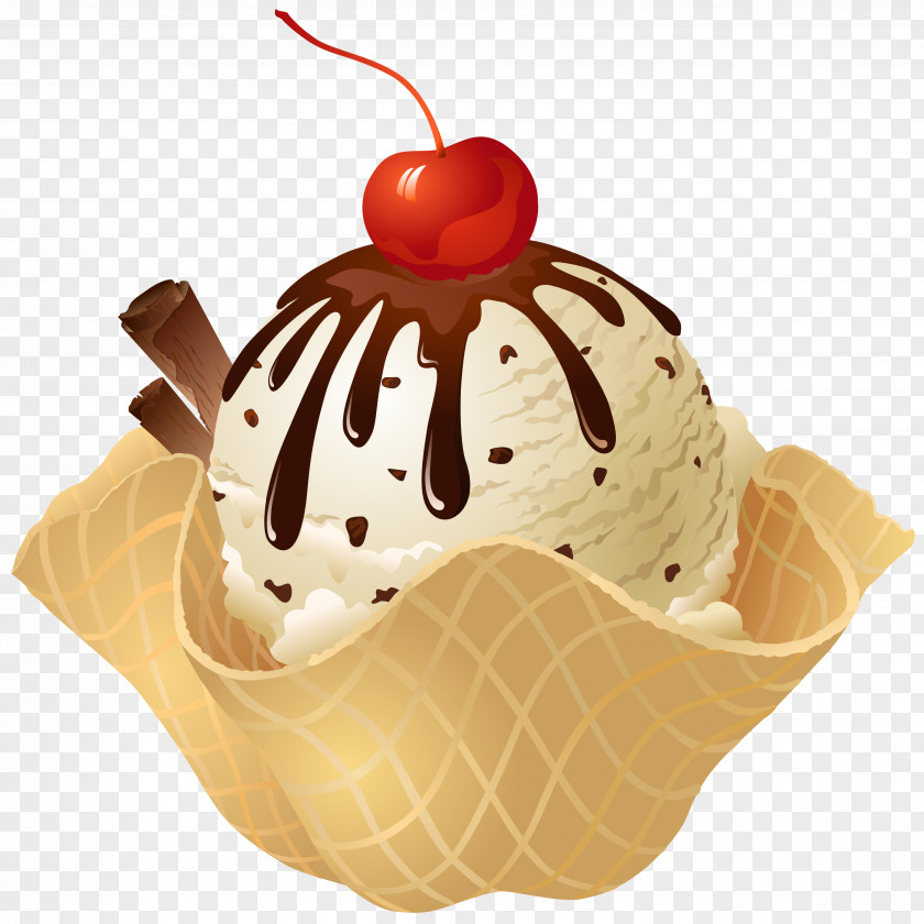 Transparent Vanilla Ice Cream Waffle Basket Picture Cone Chocolate PNG
