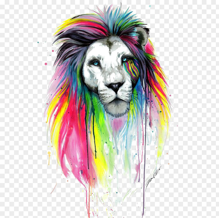 Watercolor Lion Drawing Painting Art PNG