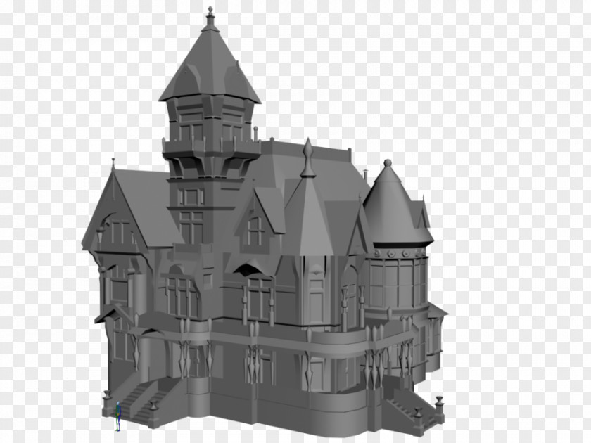 Low Poly Building Carson Mansion 3D Modeling Computer Graphics PNG