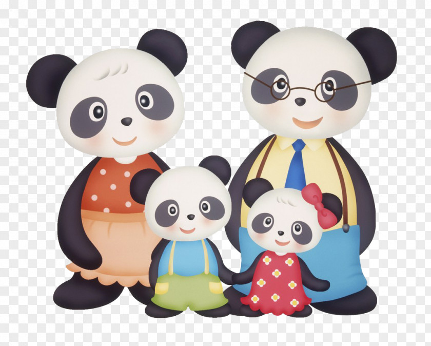 Panda Family Giant Bear Cartoon PNG