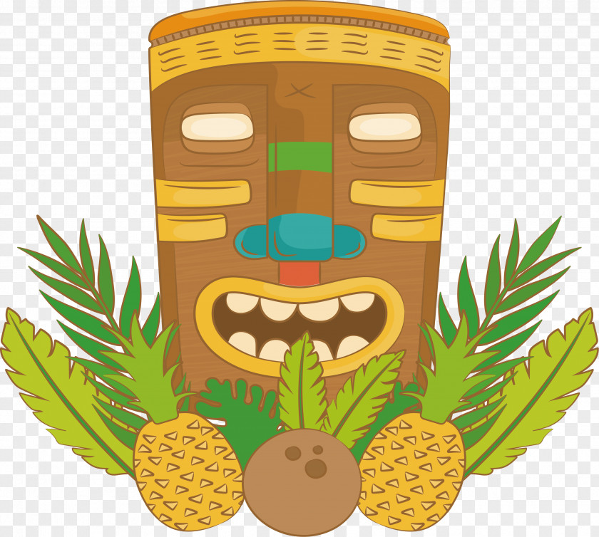A Decorative Mask Of Pineapple Leaves Adobe Illustrator PNG