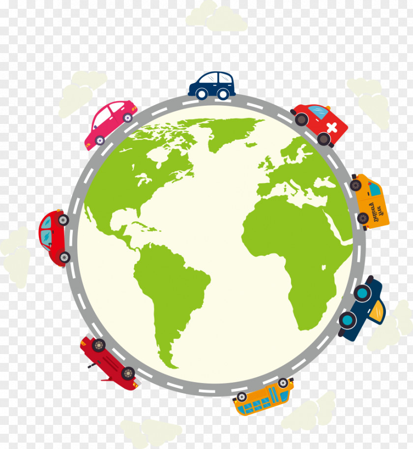 Vector Car On Earth World Map Projection PNG