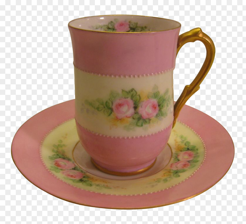 Hand Pasinted Cup Coffee Saucer Teacup Demitasse PNG
