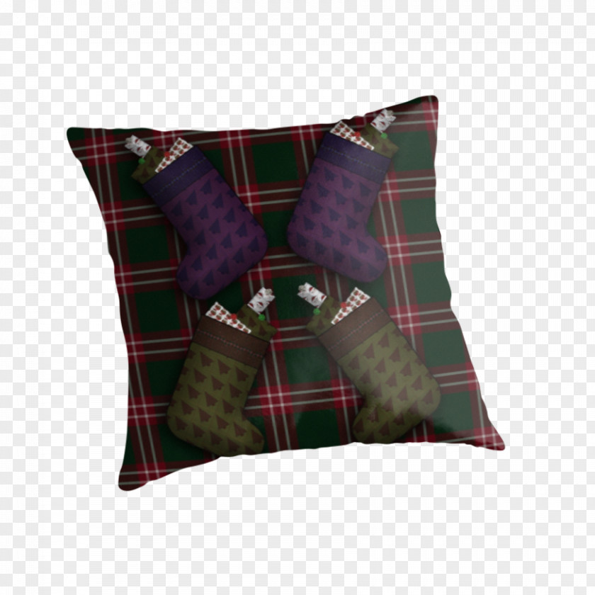 Christmas Stockings Throw Pillows Textile Cushion Tartan PNG