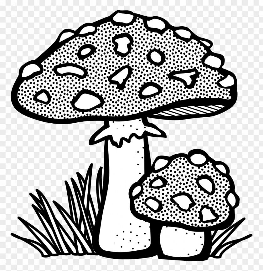 Mushroom Black And White Clip Art PNG