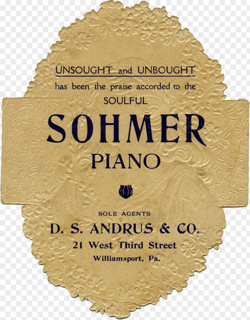 Advertising Victorian Era Ephemera Piano Label PNG