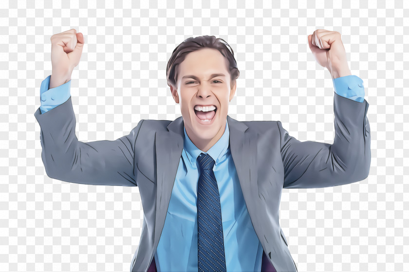Business Happy Gesture Cheering Arm Finger Shout PNG