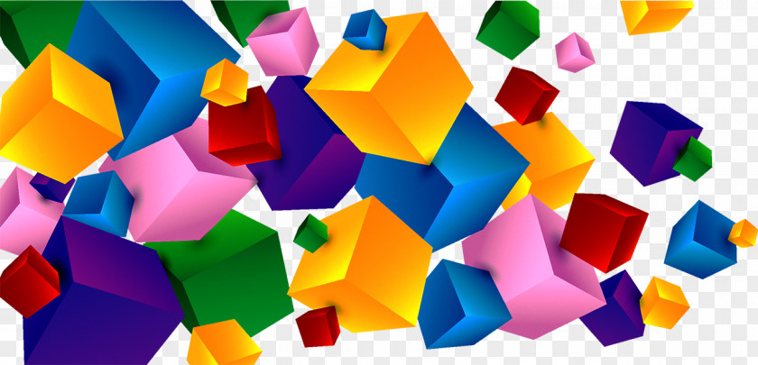Colorful Cube Background Web Banner Color PNG