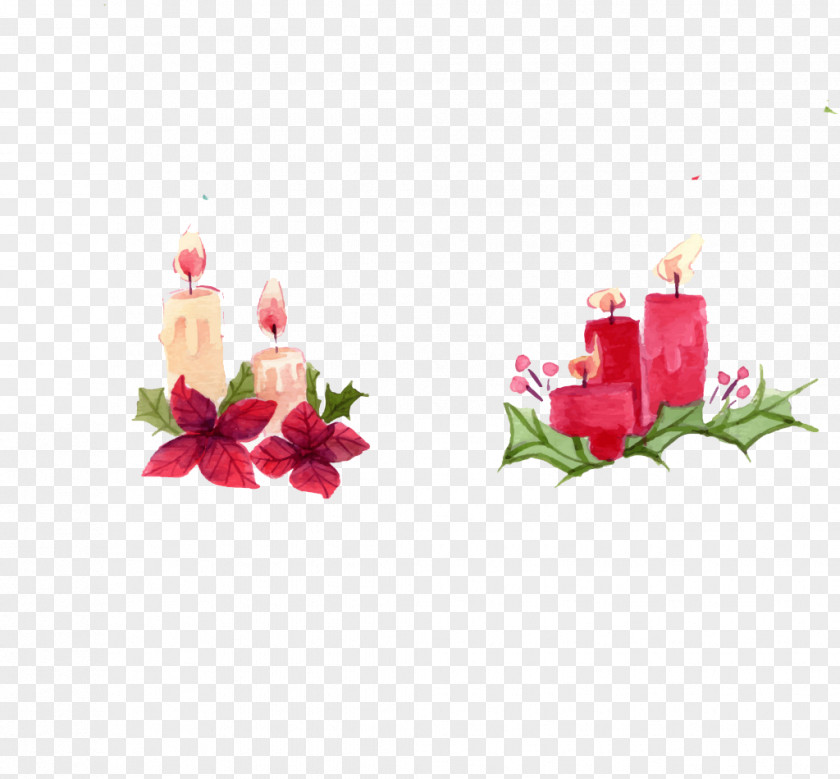 Flower Candle Faucet Watercolor Painting Christmas PNG