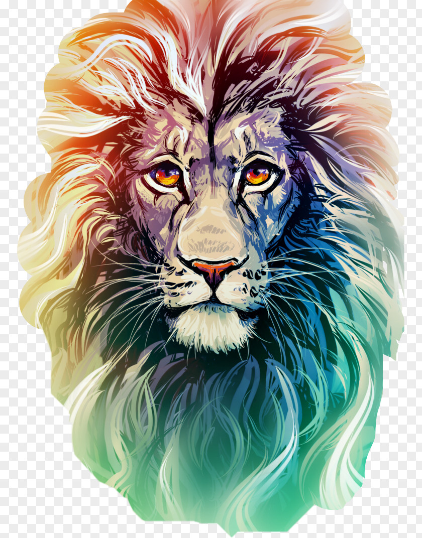 Lion Drawing: Colored Pencil Art PNG