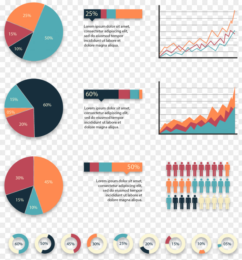 Vector Painted PPT Data Line Chart Infographic PNG