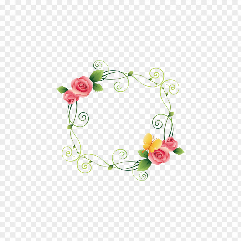 Floral Border Picture Frame Flower Beach Rose PNG
