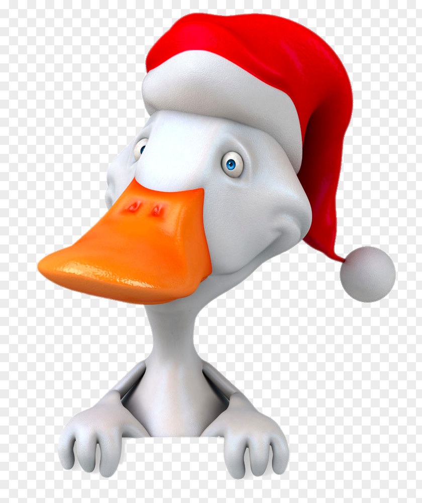 Cartoon Duck Wearing Christmas Hats Illustration PNG