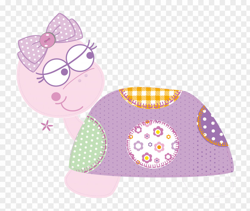 Vector Lovely Purple Turtle Polka Dot Textile Bib Pink PNG