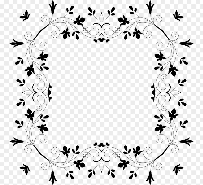 Floral Design Black And White Clip Art PNG