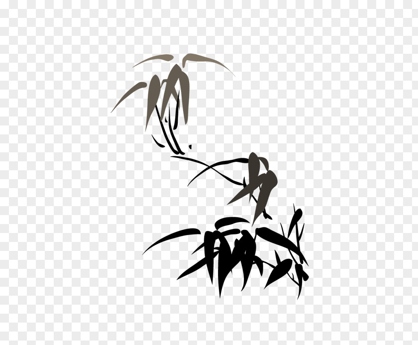 Ink Painting Of Bamboo Leaves Chinese Four Gentlemen PNG