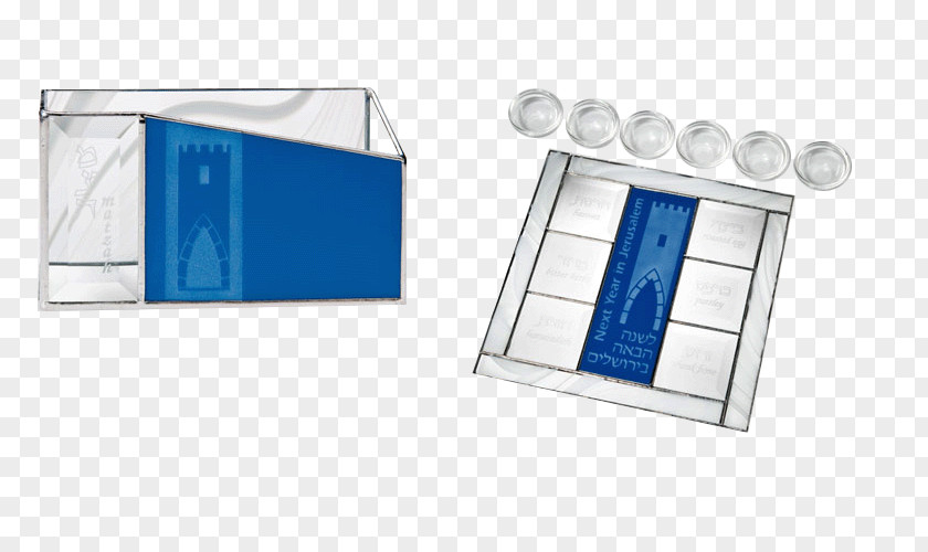 Glass Blue Passover Seder Plate PNG