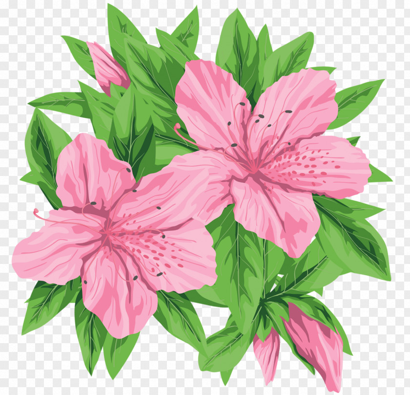 Pink Flowers Clip-Art Image Green PNG