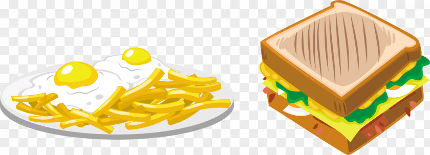 Breakfast Decoration Design Pattern Fast Food Hamburger French Fries PNG