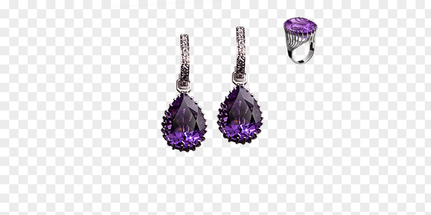 Silver Amethyst Earring Jewellery PNG