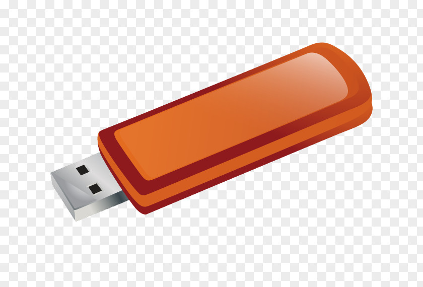 Orange USB Flash Drive Vector Download PNG