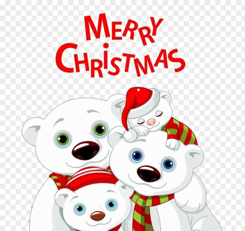 Cute Christmas Bear Vector Baby Polar Bears PNG