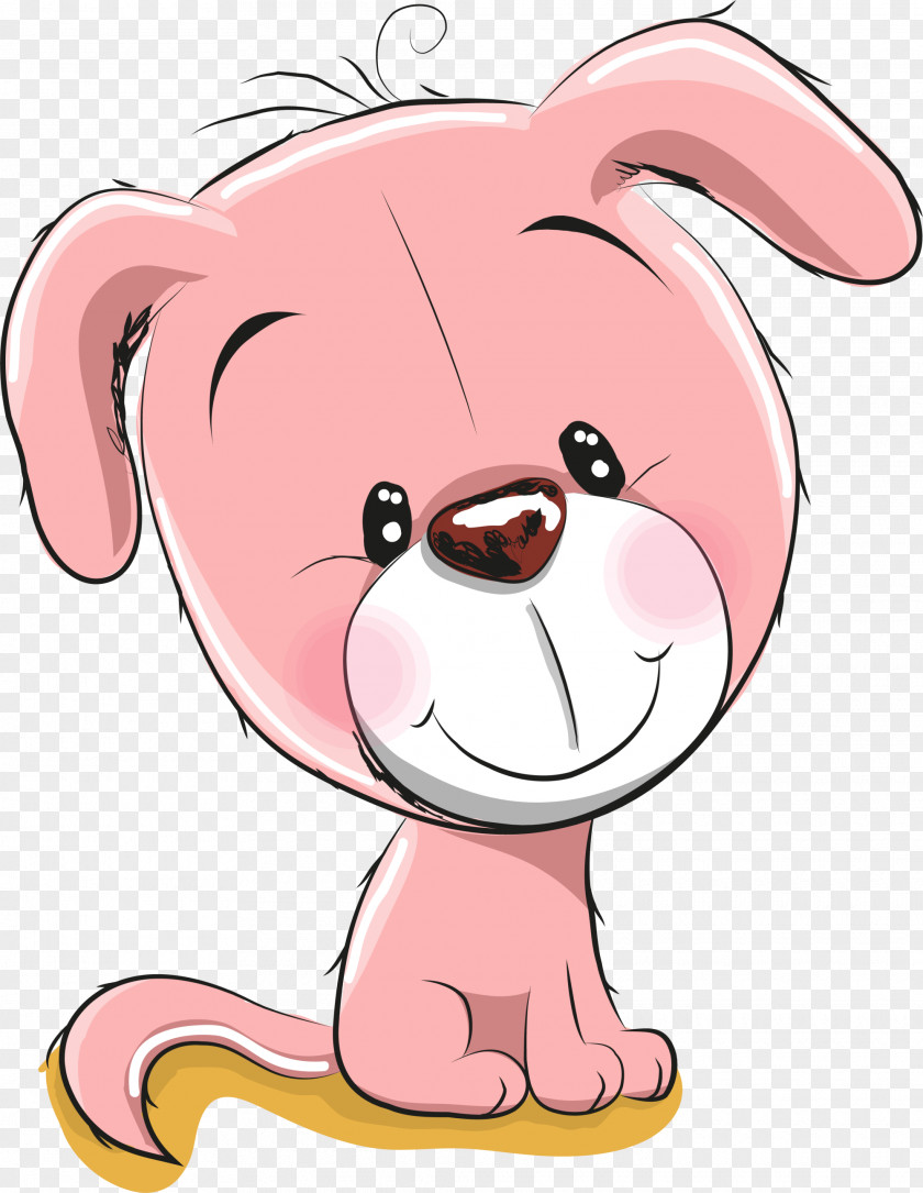 Pink Cute Puppy Dog Whiskers Illustration PNG