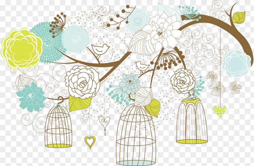 Cartoon Pattern Bird Cage Stock Photography Illustration PNG