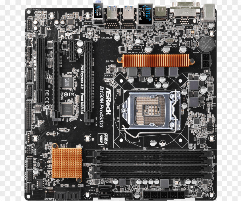 CPU Socket Asrock B150M Pro4S/D3 S1151 Matx Intel B150 Motherboard Central Processing Unit PNG