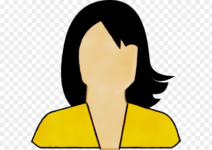Silhouette Black Hair Clip Art Yellow Head PNG