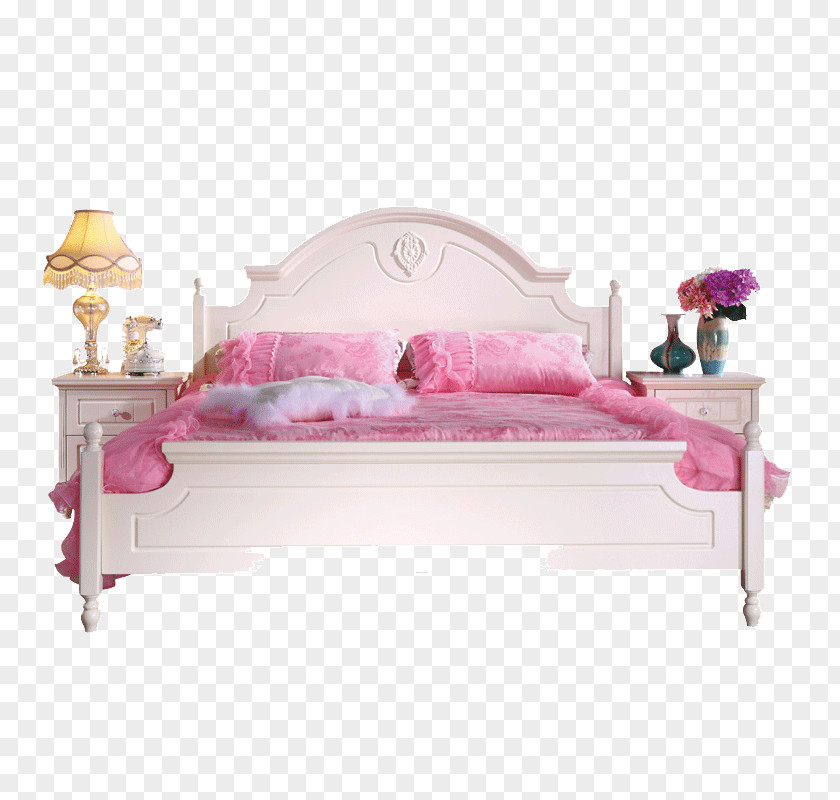 Wood Bed Double Queen White Sheet Furniture PNG