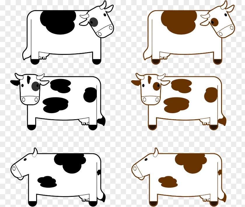 Brown Cow Taurine Cattle Black And White Clip Art PNG