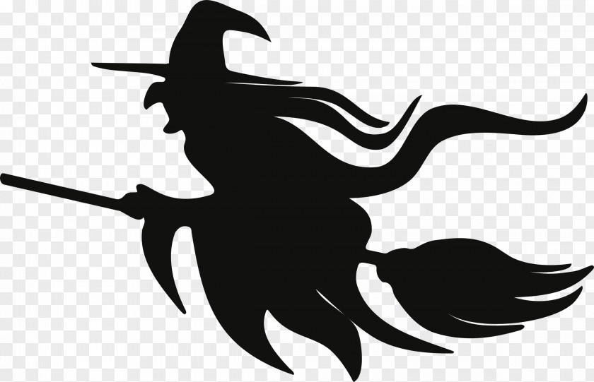 Bat Broom Witchcraft Silhouette Clip Art PNG