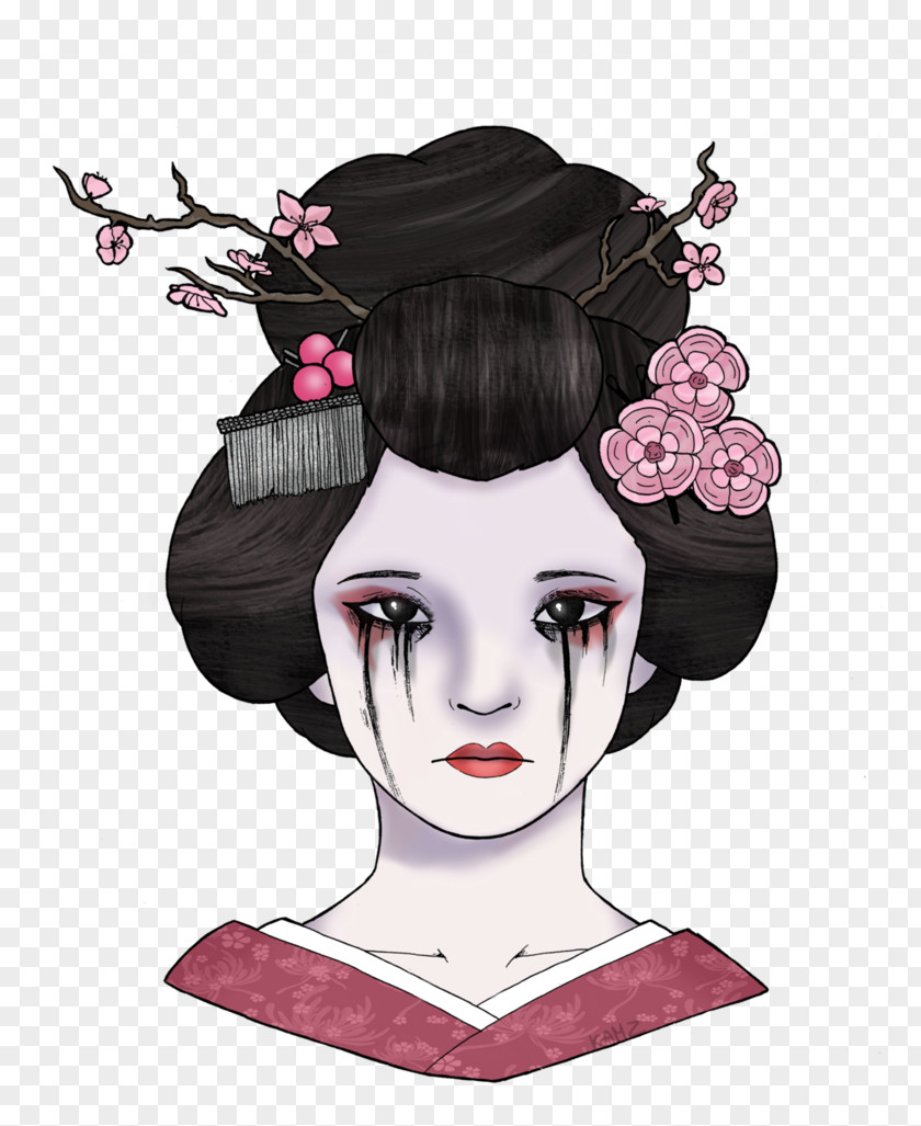 Samurai Geisha Illustration Eyebrow Forehead Hair PNG